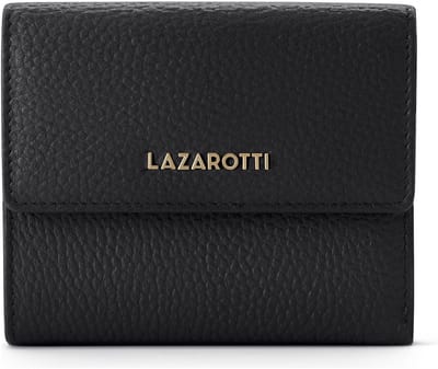 Lazarotti Leren portemonnee Bologna Leather Wallet With 8 Card Slots Black zwart