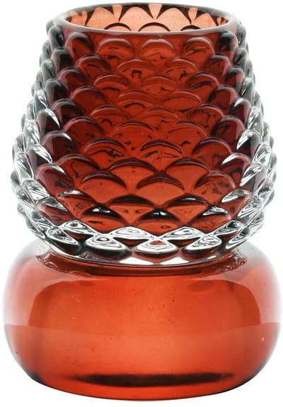 Dekoratief | Theelichthouder lampje, rood, glas, 8x8x10cm | A255808