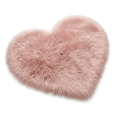 Roze hartvormig pluche vloerkleed 40 x 40 cm zacht fluffy vloermat decoratief kleed voor woonkamer slaapkamer en kantoor binnengebruik