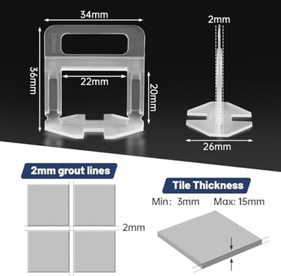 Tegelnivelleringssysteem 2mm - 500 Stuks voor Vloer- en Wandtegels