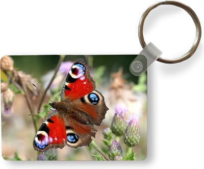 Sleutelhanger - Dagpauwoog vlinder - Uitdeelcadeautjes - Plastic