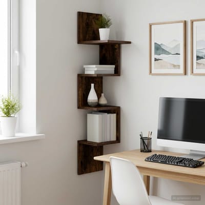 vidaXL - Wandplank - Muurmontage - Gerookt - eiken - 32 - x - 21 - x - 107 - cm