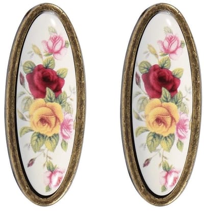 Allecto - Antique Door Knob - Vintage Bronze - Floral Pattern - 8 Pieces - Ideal for home decor - Perfect for cabinets and furniture - Vintage style