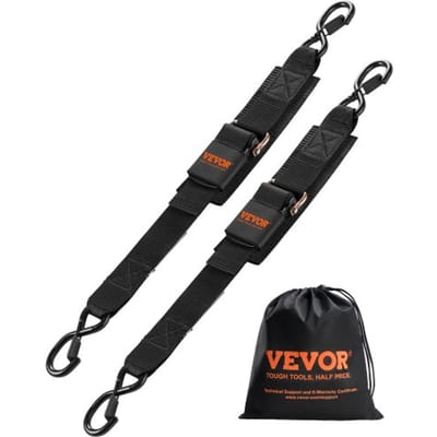 VEVOR ratelspanbanden, 2" x 24" spanbanden met veiligheidsvergrendeling S-haken, set van 2 zware spanbanden met 1.500 lbs breeksterkte en 500 lbs nominaal draagvermogen, voor aanhangwagens, voertuigen, boten