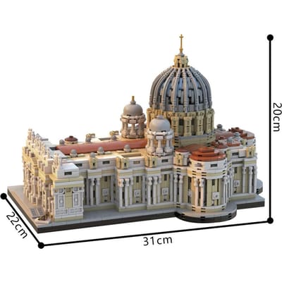 Gobricks MIJN EIGEN CREATIE Sint-Pietersbasiliek Blokken Miniatuur Renaissance Vaticaanstad St. Sint-Pietersbasiliek Bouwstenen Christendom Speelgoed gray