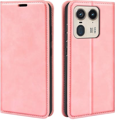 MobyDefend Hoesje - Geschikt voor Motorola Edge 50 Ultra - Luxe Wallet Bookcase (Magnetische Sluiting) - Roze