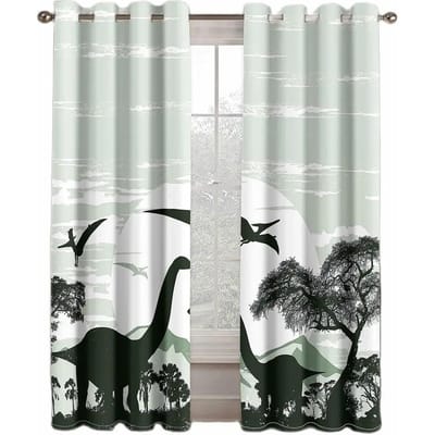 Cartoon Dinosaurus Hoge Schaduw Bescherming Gordijn 3D Digitale Print Slaapkamer Kinderkamer Woonkamer Verduisterend Gordijn Diverse Patronen W55 X H120cm X 2&Grommet Top