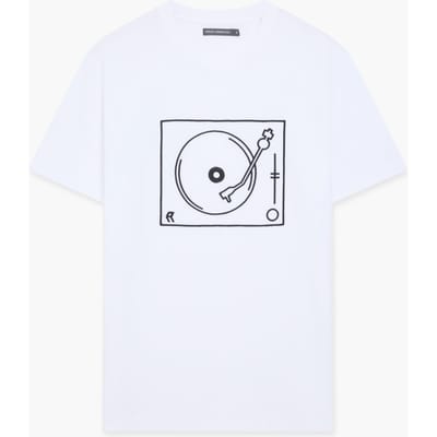 French Connection Turntable Single Embroidered White/black Taglia: S | T-shirt stampate Outlet | Uomo | Bianco