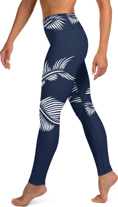 Sportlegging - design Lines 4 Peace - High Waist - Dry Fit - High Performance - 4way stretch - unieke print - UPF 50+ - Hardloop - Yoga - Fitness - Dans  - Pilates - Training - sportbroek - marine blauw wit- dames- maat M
