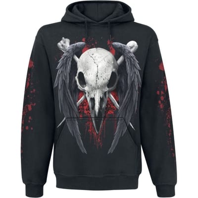 Spiral Trui met capuchon - Death Raven Hoodie - L tot XL - voor Mannen - zwart
