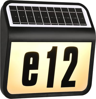 Froadp Huisnummerverlichting op zonne-energie met 2 LED's - huisnummerbord, huisnummerverlichting, wandlamp zwart