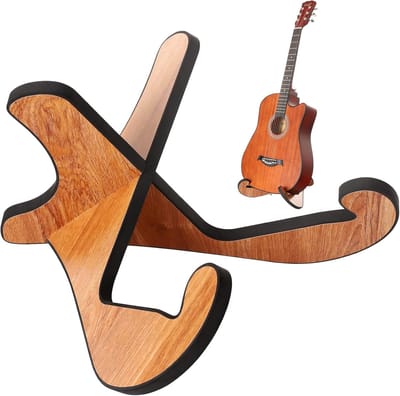 longziming -Gitaarhouder - X Frame - Stabiel En Veilig Voor Alle Gitaren - 1 Stuk - Thuis Of Op Locatie + Houtkleur