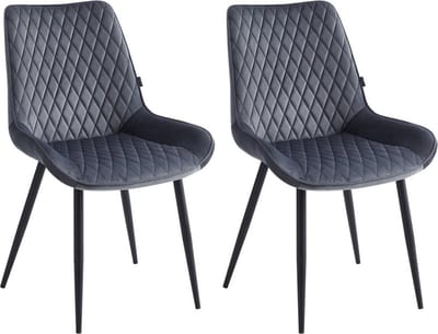 Colenis - Adama Eetkamerstoel - Set Van 2 - Grijs - Fluweel - Velvet - Industrieel