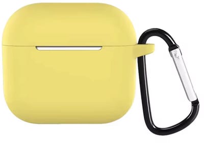 Geel Airpodshoesje geschikt voor AirPods 3 - Siliconen Hoesje - Beschermhoesje met karabijnhaak - Airpods hoesje - Geschikt voor Apple AirPods - Met karabijnhaak - Geel - CHPN