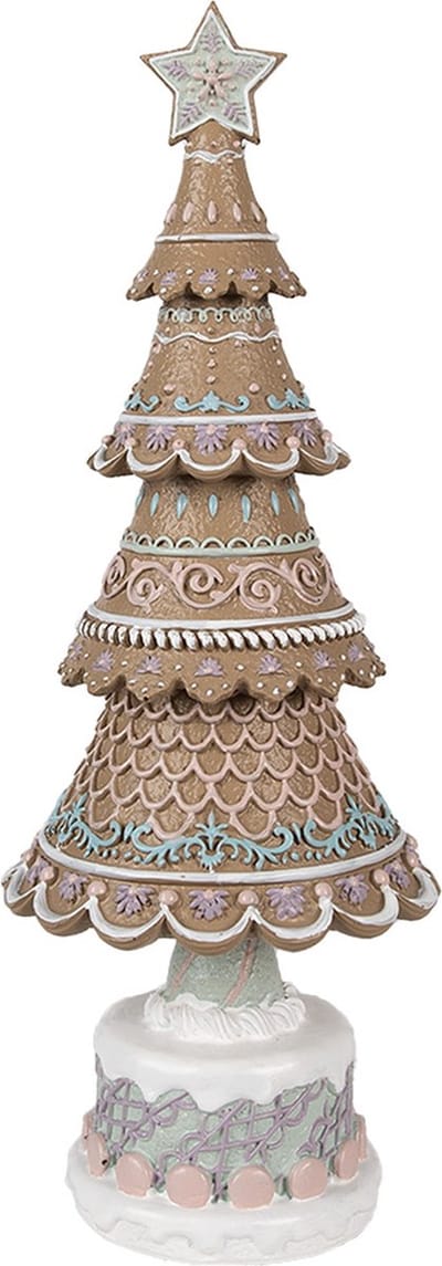 Clayre & Eef Decoratie Beeld Kerstboom Ø 16x42 cm Bruin Kunststof