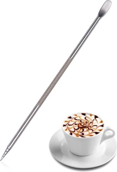 Scoby - Barista Cappuccino Latte Art Pen - Koffie Schrijfpen - Latte Art Tool - Barista Accessoire - Koffie Decoratie Pen - Zilver - 2 Stuks