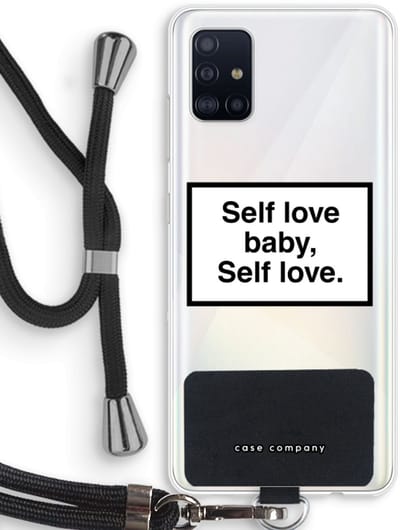Hoesje met koord geschikt voor Samsung Galaxy A51 4G hoesje met Koord - Self love - Telefoonhoesje met Zwart Koord - Bescherming aan alle Kanten en Over de Schermrand