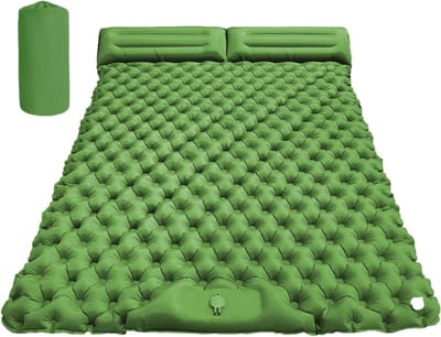 Kampeer slaapmat - Luchtbed hoofdkussen - Outdoor avonturen - Snel opblaasbaar - 190 x 120 cm - Groen