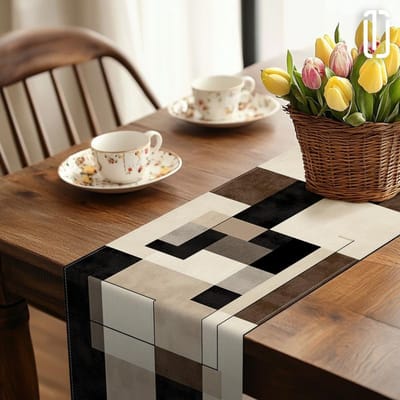 Moderne Geometrische Vierkante Patroon Tafel Runner, Minimalistische Mode Tafeldecoratie Doek, Huis Zachte Decoratie Tafelkleed 40x140cm gray