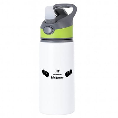 Hacebo® - juf van de leukste kinderen waterfles met rietje groen - Juf - de leukste juf - verjaardag - cadeautje voor jufvrouw - kado - geschenk - water fles - 650ML