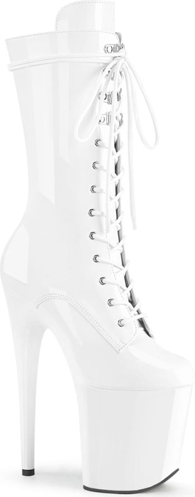 Pleaser - FLAMINGO-1050 Plateau Laarzen - Paaldans schoenen - 45 Shoes - Wit
