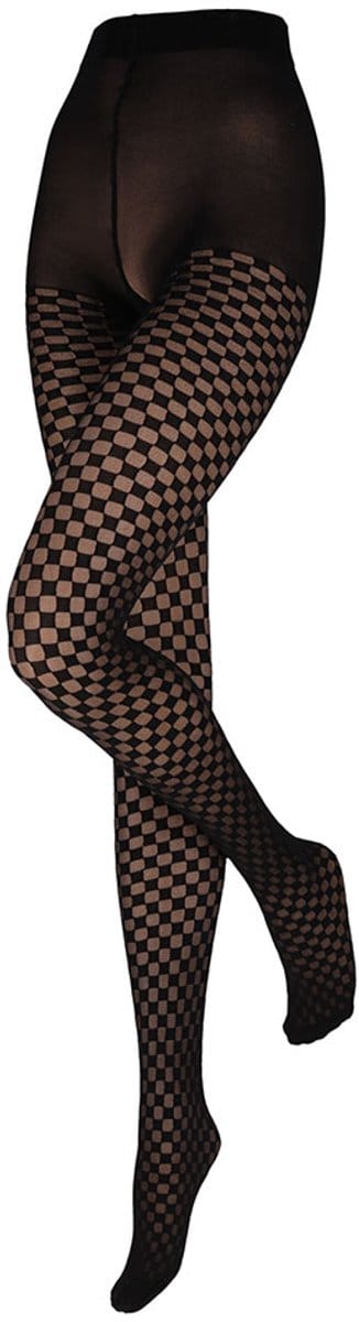 Panty met blokken patroon zwart 40den S/M