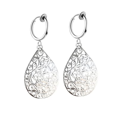 Klem oorbellen- filigraan- druppel-zilverkleur- geen gaatje-Charme Bijoux