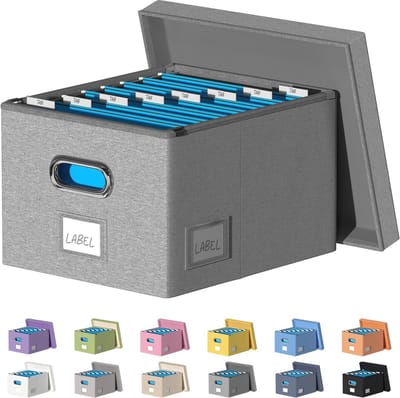 Opvouwbare Dossierdoos - Opbergdoos Archief - Documenten Organiseren - Met Schuifrails - 424 x 345 x 284 cm - Grijs