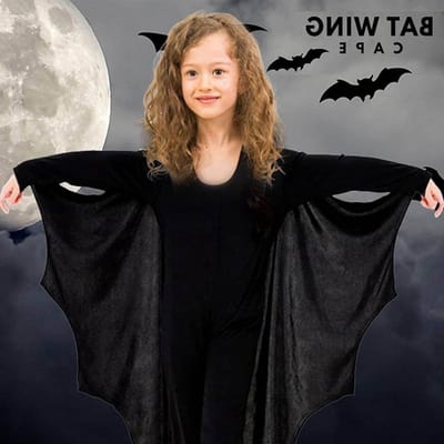 Halloween Vleermuis Kostuum voor Kinderen, Vleermuis Cape, Masker en Haarclip voor Feestjes, Carnavals en Rollenspellen
