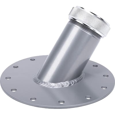 Brandstofcel Vulhals 45 Graden met 12 Bouten Stalen Basis Aluminiumlegering Dop 1,5 inch Binnendiameter voor Voertuig zilver