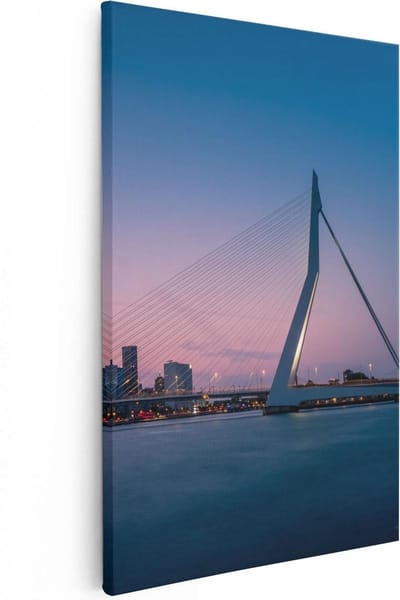 Artaza Canvas Schilderij Erasmusbrug - 20x30 cm - Klein - Wanddecoratie Rotterdam - Muurdecoratie Skyline - Kamer Accessoires
