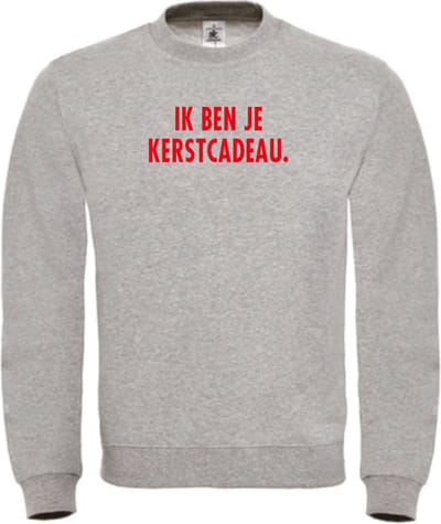 Foute kersttrui grijs XL - Ik ben je kerstcadeau - rood - soBAD. | Kersttrui soBAD. | kerstsweaters volwassenen | kerst hoodie volwassenen | Kerst outfit | Foute kerst truien