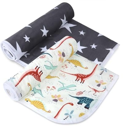 Luierverschoningspads voor Baby - 3-Lagen Waterdicht en Opvouwbaar - 2 Stuks Dinosaurus Patroon