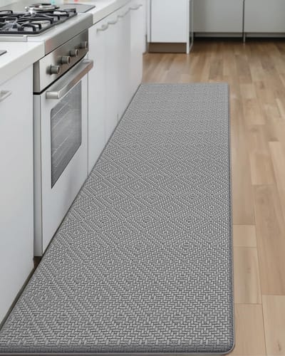 Dailygoods- Keukenmat Antivermoeidheid - Antislip - Wasbaar - Gevoerd - 44x150cm - Grijs - Keukenloper