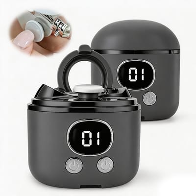 Elektrische nagelknipper - 2-in-1 automatische elektrische nagelknipper en trimmer - met polijstfunctie - met vergrootglas + LED-verlichting - 3 instelbare snelheden - Geschikt voor vingers en tenen senioren | Volwassenen | Vrouwen - Donkergrijs