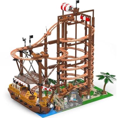 Mould King 11013 Double Helix achtbaan bouwset | Kermis architecture ideas modelbouw | Technische creator classic speelgoed bouwpakketten voor volwassenen & kinderen | Expert icons muziekdoos | Motor niet geschikt voor Lego technic | 2174 bouwstenen