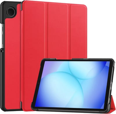 Hoesje - Geschikt voor Samsung Galaxy Tab A11 / A9 - Dun & Stevig - Hardcover Book Case - Trifold Bookcase Hoes - Hard Cover - Tablethoes - Rood