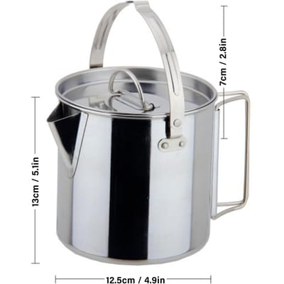 Bouilloire d'extérieur en acier inoxydable de 1,2 l, avec couvercle, pour cuisiner de l'eau bouillante, Camping, pique-nique, randonnée