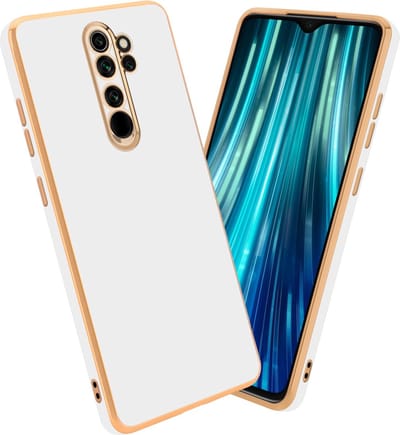 Cadorabo Hoesje geschikt voor Xiaomi RedMi NOTE 8 PRO in Glossy Wit - Goud - Beschermhoes Case Cover van flexibel TPU-silicone en met camerabescherming