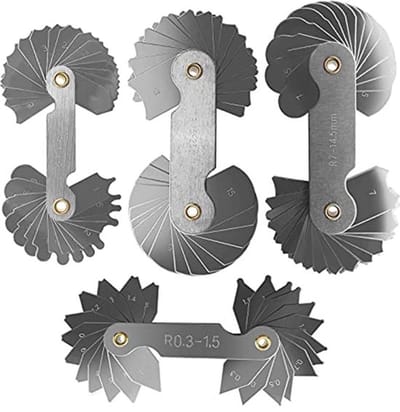 4-pack roestvrij staal R0.3-1.5/R1-6.5/R7-14.5/R15-25 radius filletmeter voor gereedschap- en matrijzenmakers