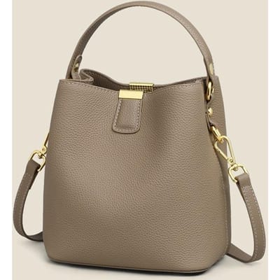 Nieuwe Emmer Tas Grote Capaciteit Echt Leer Dames Tas Veelzijdige Schoudertas Commuter Handtas gray