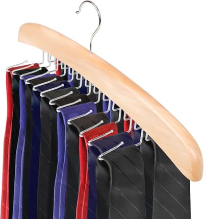 Houten stropdassenrek met 24 haken - Ruimtebesparende kastorganisatie voor accessoires