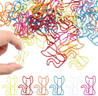 Dailygoods - 50 stuks kleurrijke paperclips en bladwijzers met kattenmotieven, veelkleurige schoolartikelen, kantoorbenodigdheden en cadeau-ideeën voor leraren, kattenliefhebbers, vrouwen, scholieren en collega's