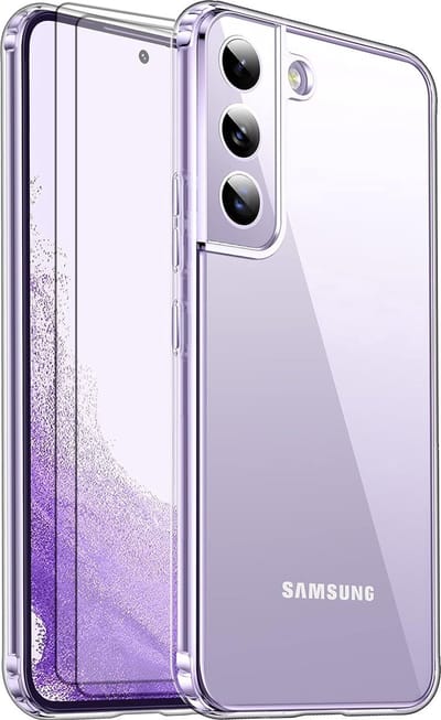 Podec Hoesje Geschikt voor Samsung Galaxy S22 Transparant Telefoonhoesje - Anti-Shock Case Cover met 2x Screenprotector