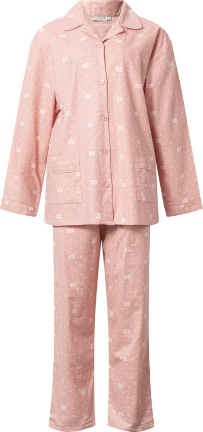 Lunatex - klassieke dames pyjama flanel met doorknoop - dream queen - roze - maat M