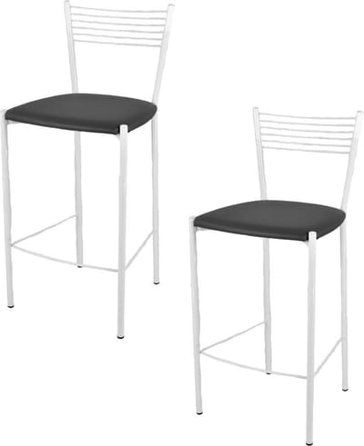 Tommychairs Elegance - Eetkamerstoelen - Set van 2 - Wit & Donkergrijs - Kunstleer & Metaal