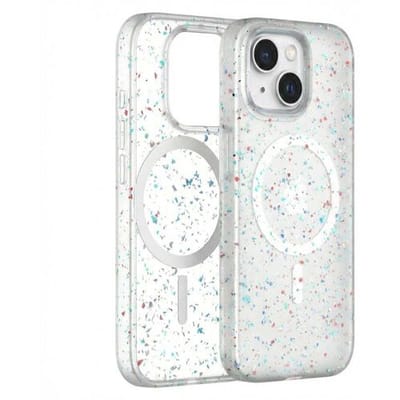 Coverzs Recycled Magsafe hoesje geschikt voor iPhone 15 - Magsafe telefoonhoesje - Glitter hoesje - Schokbestending