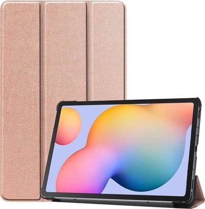 Hoesje - Geschikt voor Samsung Galaxy Tab S6 Lite - Dun & Stevig - Hardcover Book Case - Trifold Bookcase Hoes - Hard Cover - Tablethoes - Rosé goud