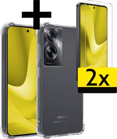 Hoesje - Met Screenprotector - 2 Stuks - Geschikt voor OPPO A79 - Sterk & Shockproof - Siliconen Case - Back Cover - Telefoon Hoes - Shock Proof - Telefoonhoesjes - Transparant