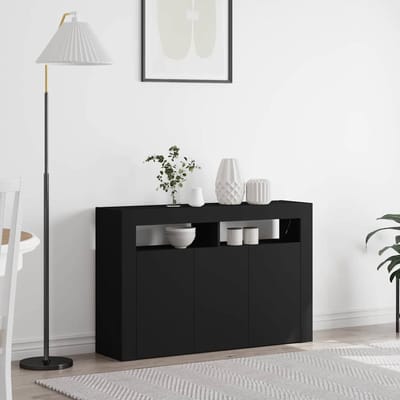 vidaXL - Dressoir - Zwart - 116 - x - 30 - x - 75 - cm - Bewerkt - hout
